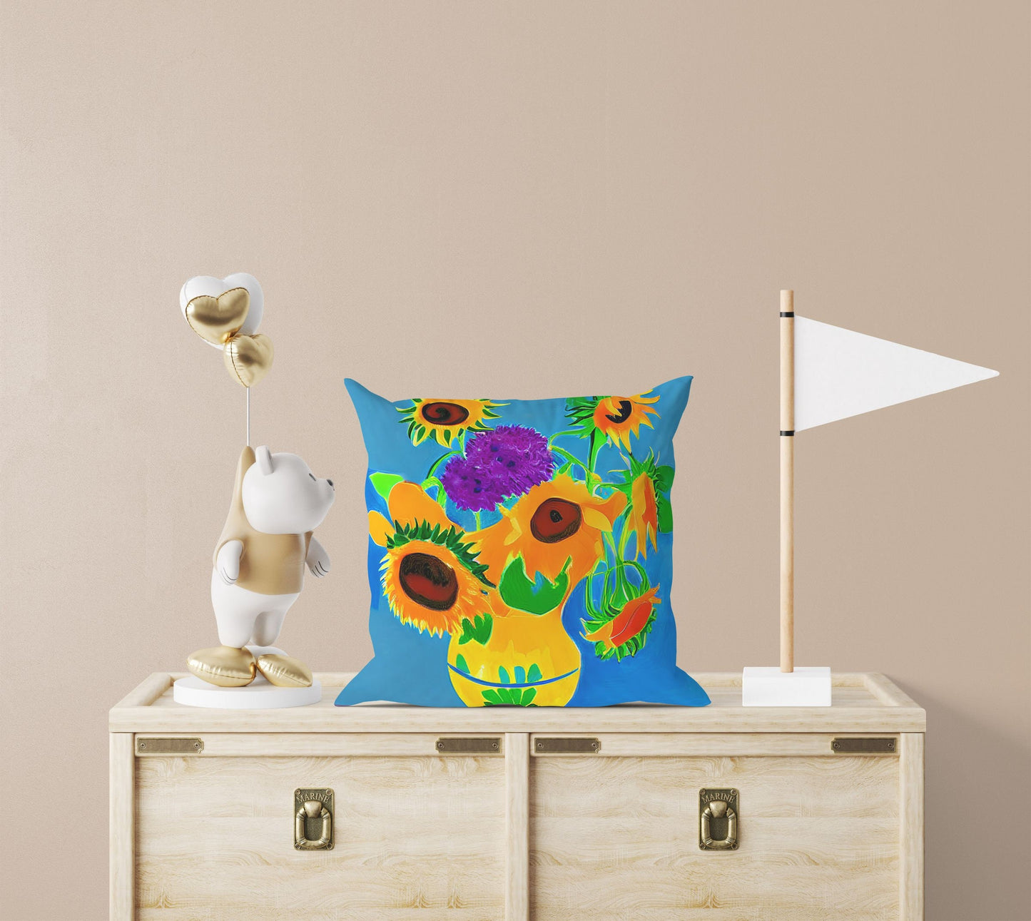 Sunflowers Decorative Pillow, Abstract Floral Pillow Covers, Artist Pillow, Colorful Pillow Case, Contemporary Pillow, 20X20 Pillow Cover