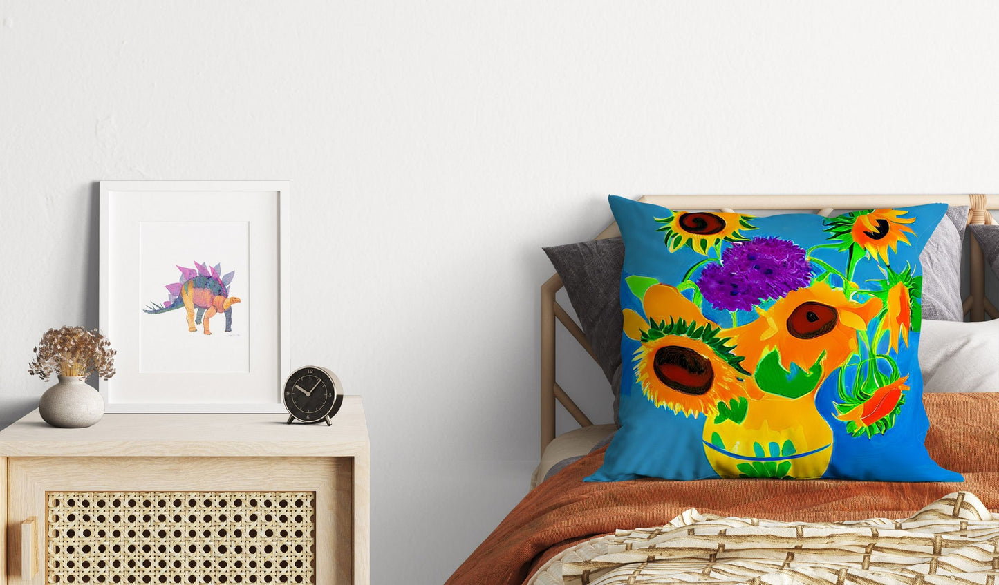 Sunflowers Decorative Pillow, Abstract Floral Pillow Covers, Artist Pillow, Colorful Pillow Case, Contemporary Pillow, 20X20 Pillow Cover