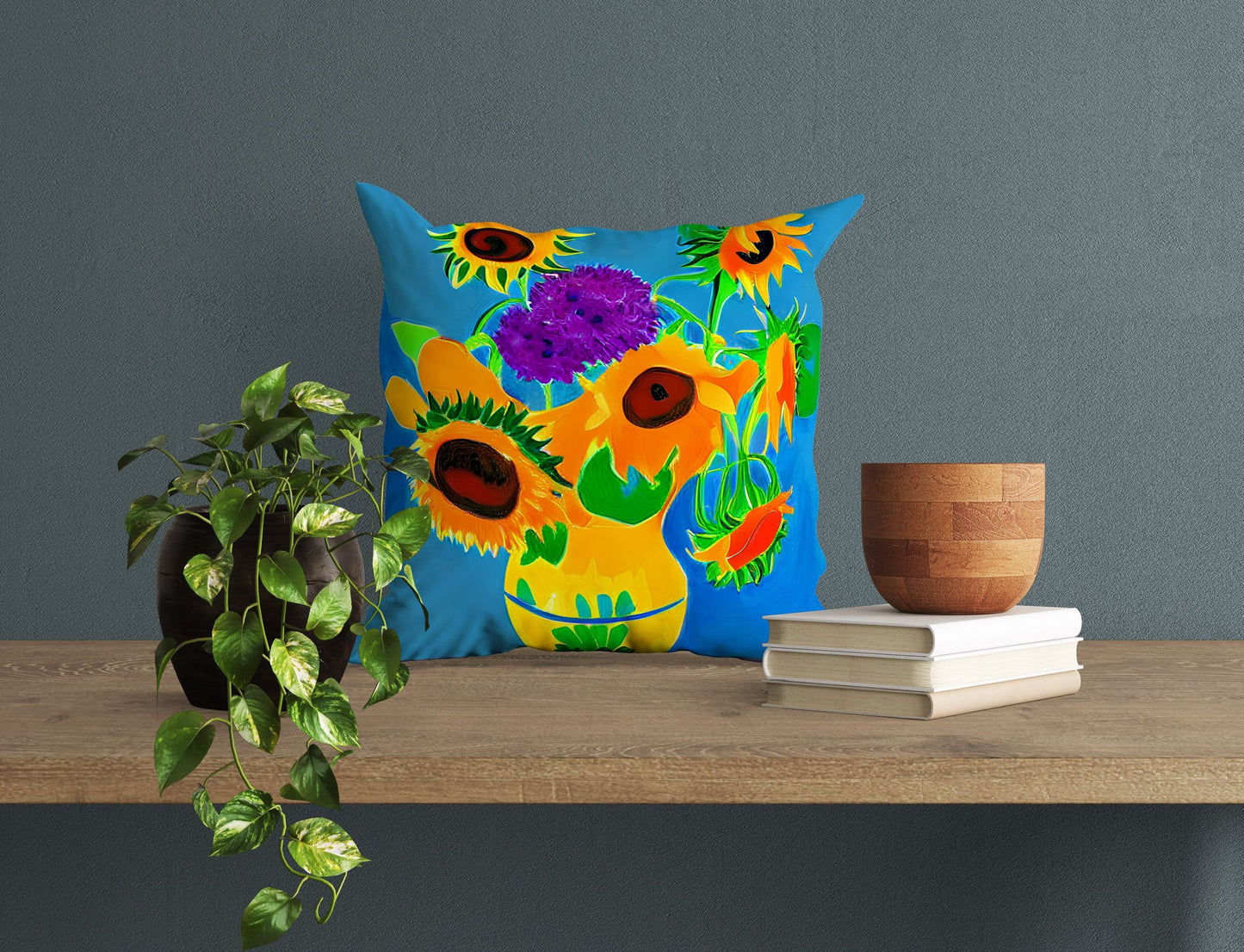Sunflowers Decorative Pillow, Abstract Floral Pillow Covers, Artist Pillow, Colorful Pillow Case, Contemporary Pillow, 20X20 Pillow Cover