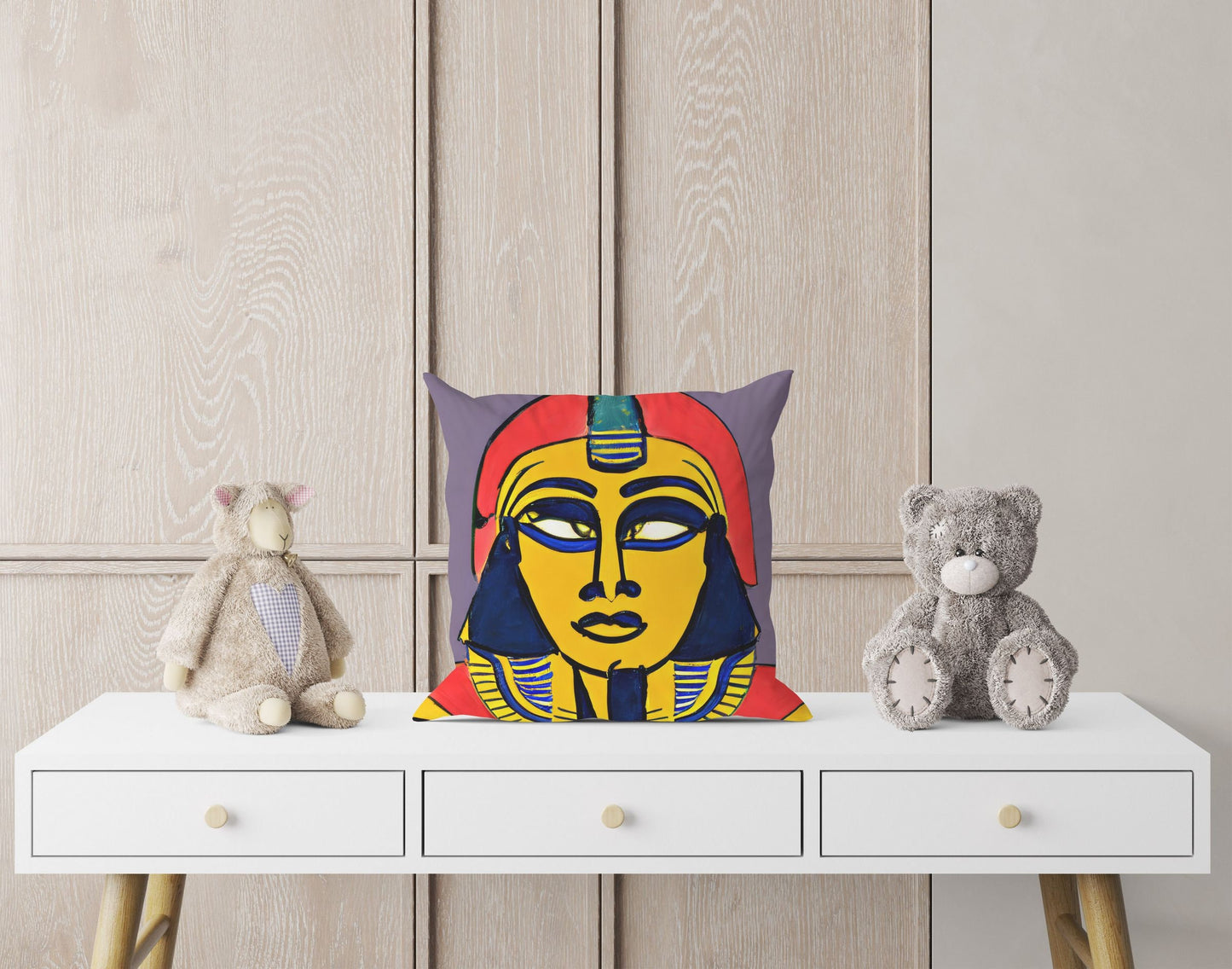 Pharaoh Of Ancient Egypt, Tapestry Pillows, Abstract Pillow Case, Art Pillow, Colorful Pillow Case, Beautiful Pillow, Playroom Decor