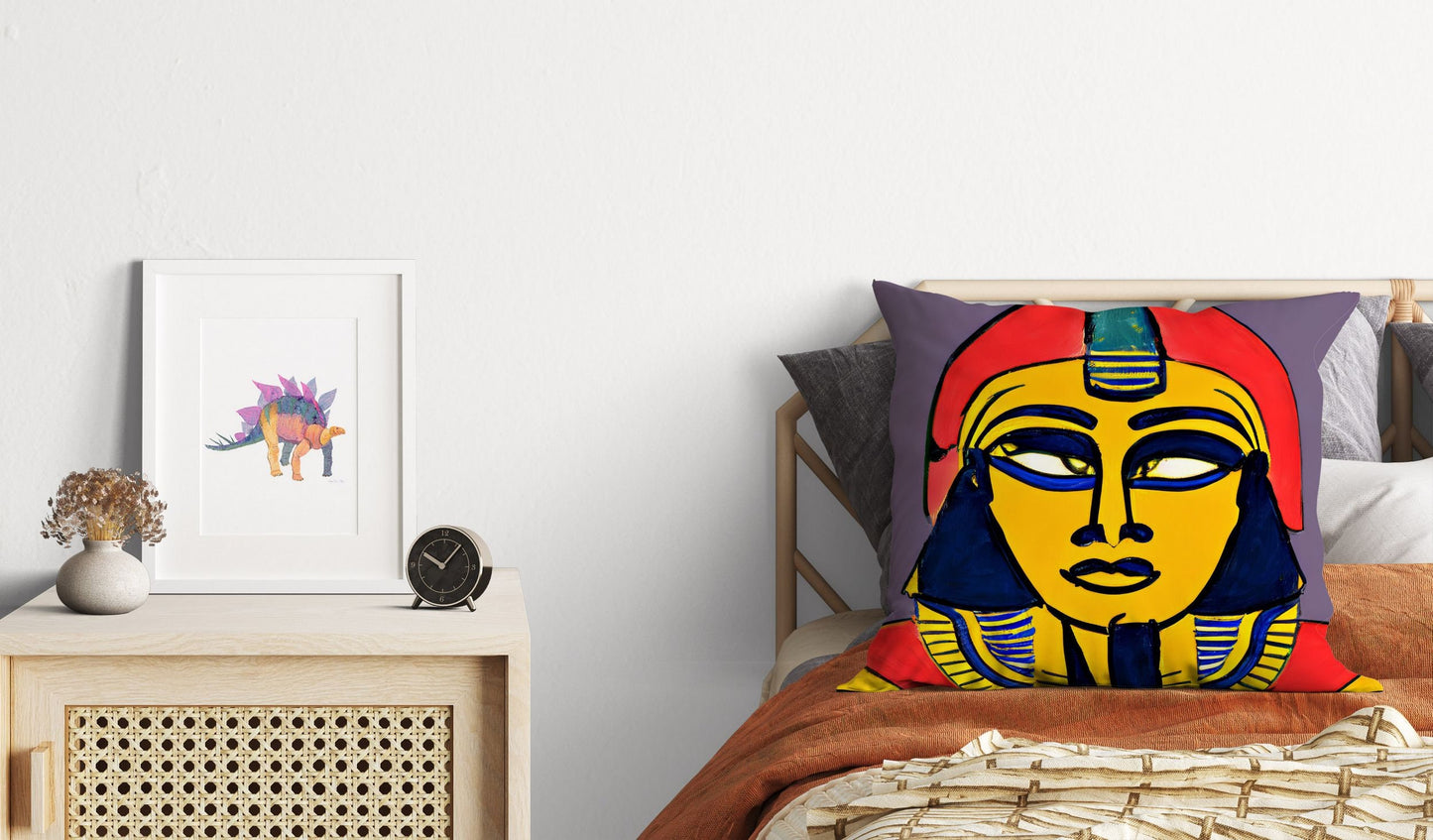 Pharaoh Of Ancient Egypt, Tapestry Pillows, Abstract Pillow Case, Art Pillow, Colorful Pillow Case, Beautiful Pillow, Playroom Decor