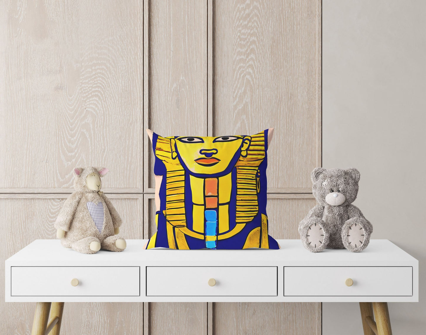 Pharaoh Of Ancient Egypt, Throw Pillow Cover, Abstract Pillow, Art Pillow, Colorful Pillow Case, Beautiful Pillow, Square Pillow