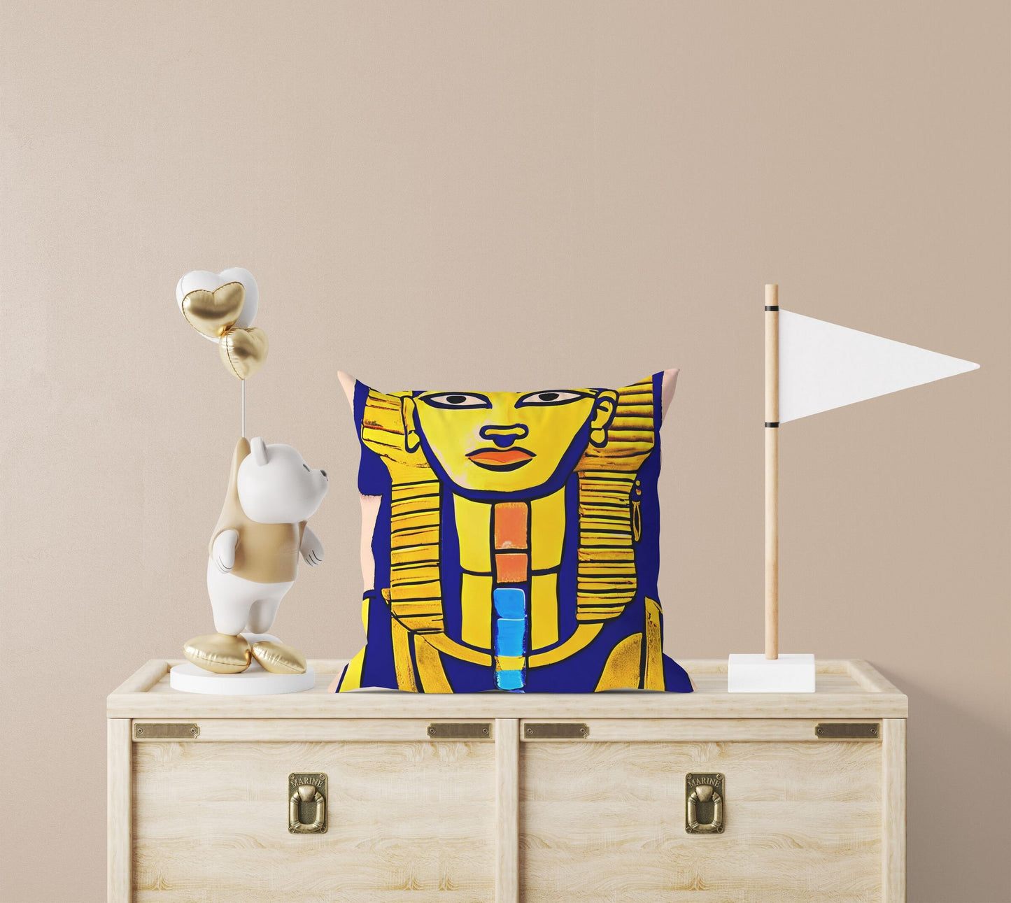 Pharaoh Of Ancient Egypt, Throw Pillow Cover, Abstract Pillow, Art Pillow, Colorful Pillow Case, Beautiful Pillow, Square Pillow
