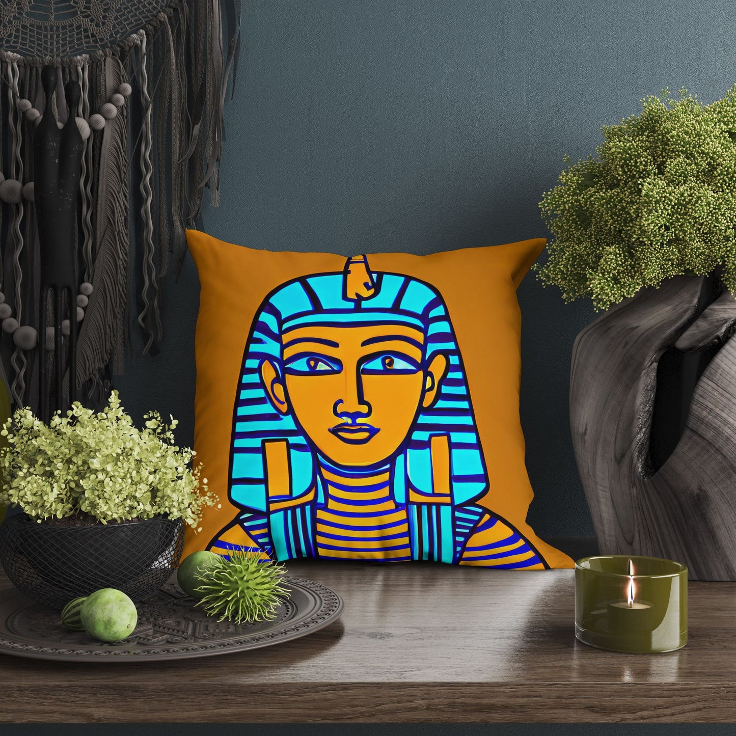 Pharaoh Of Ancient Egypt, Throw Pillow Cover, Abstract Pillow Case, Artist Pillow, Colorful Pillow Case, Modern Pillow, Large Pillow Cases