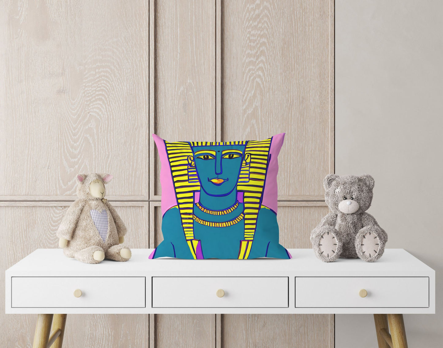 Pharaoh Of Ancient Egypt, Throw Pillow Cover, Abstract Art Pillow, Designer Pillow, Colorful Pillow Case, Watercolor Pillow Cases