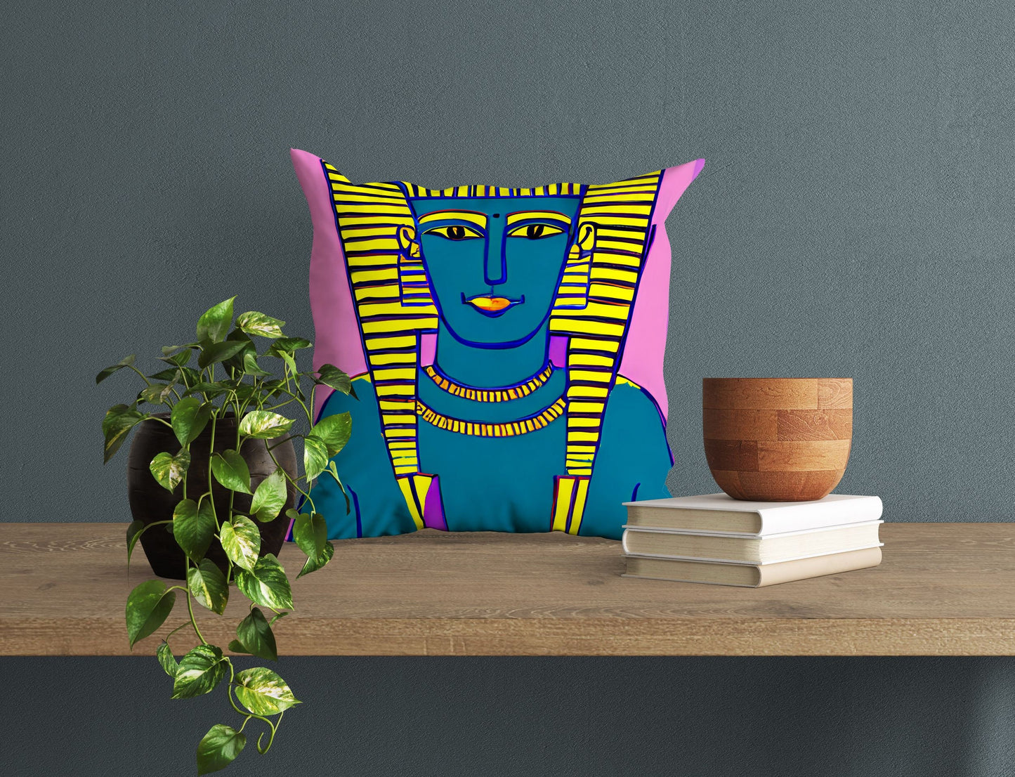Pharaoh Of Ancient Egypt, Throw Pillow Cover, Abstract Art Pillow, Designer Pillow, Colorful Pillow Case, Watercolor Pillow Cases