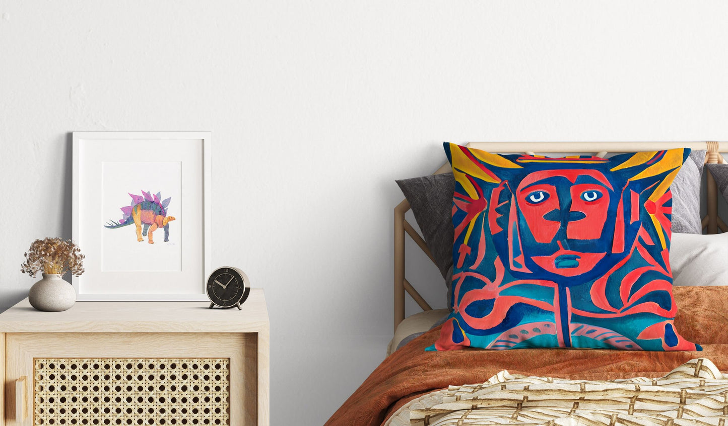 Mayan Chiefs, Decorative Pillow, Abstract Throw Pillow Cover, Artist Pillow, Colorful Pillow Case, Beautiful Pillow, 20X20 Pillow Cover