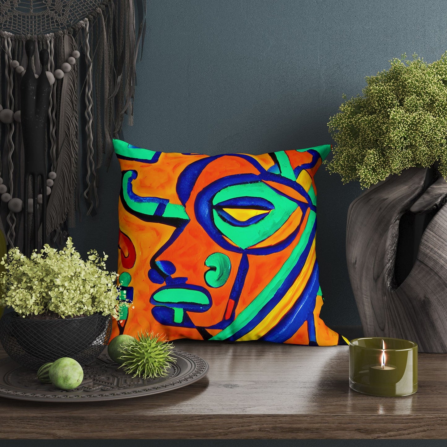 Mayan Culture, Tapestry Pillows, Cat Pillow, Artist Pillow, Colorful Pillow Case, Contemporary Pillow, 24X24 Pillow Case, Housewarming Gift