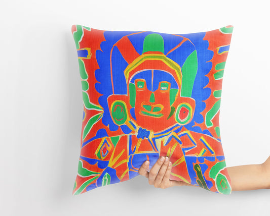 Mayan Warrior, Tapestry Pillows, Abstract Art Pillow, Art Pillow, Colorful Pillow Case, Contemporary Pillow, Playroom Decor, Nursery Pillow