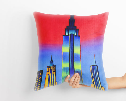 New York Empire State Building At Night Toss Pillow, Abstract Pillow, Art Pillow, 20X20 Pillow Cover, Nursery Pillows, Pillow Cases For Kids