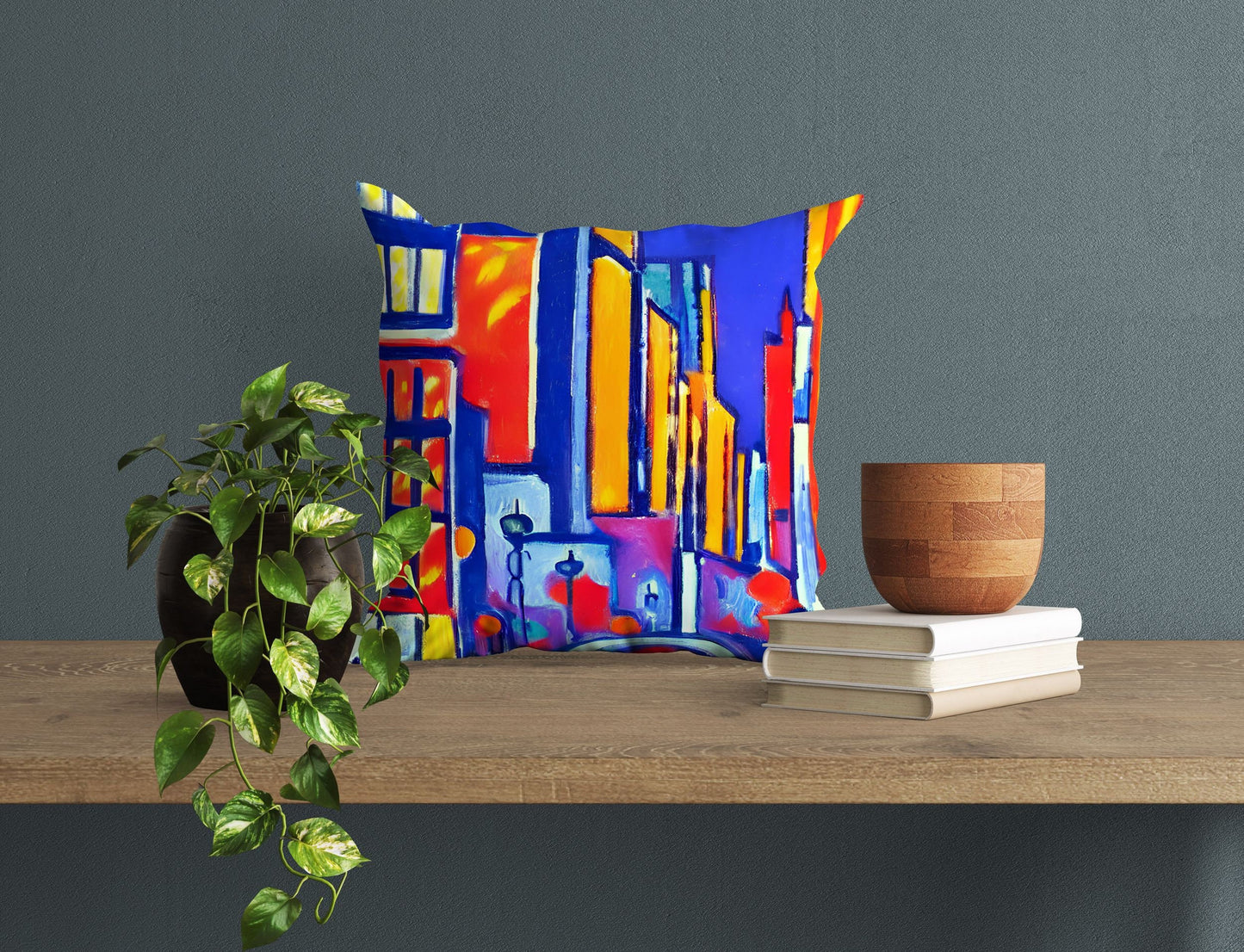 Chicago At Night, Toss Pillow, Cat Pillow, Artist Pillow, Colorful Pillow Case, Modern Pillow, 20X20 Pillow Cover, Home And Living