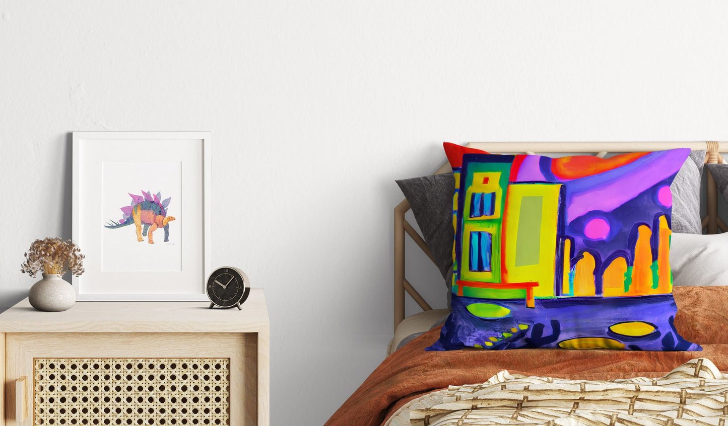 Night View Of Chicago Throw Pillow, Abstract Pillow, Art Pillow, Colorful Pillow Case, Contemporary Pillow, Large Pillow, Playroom Decor