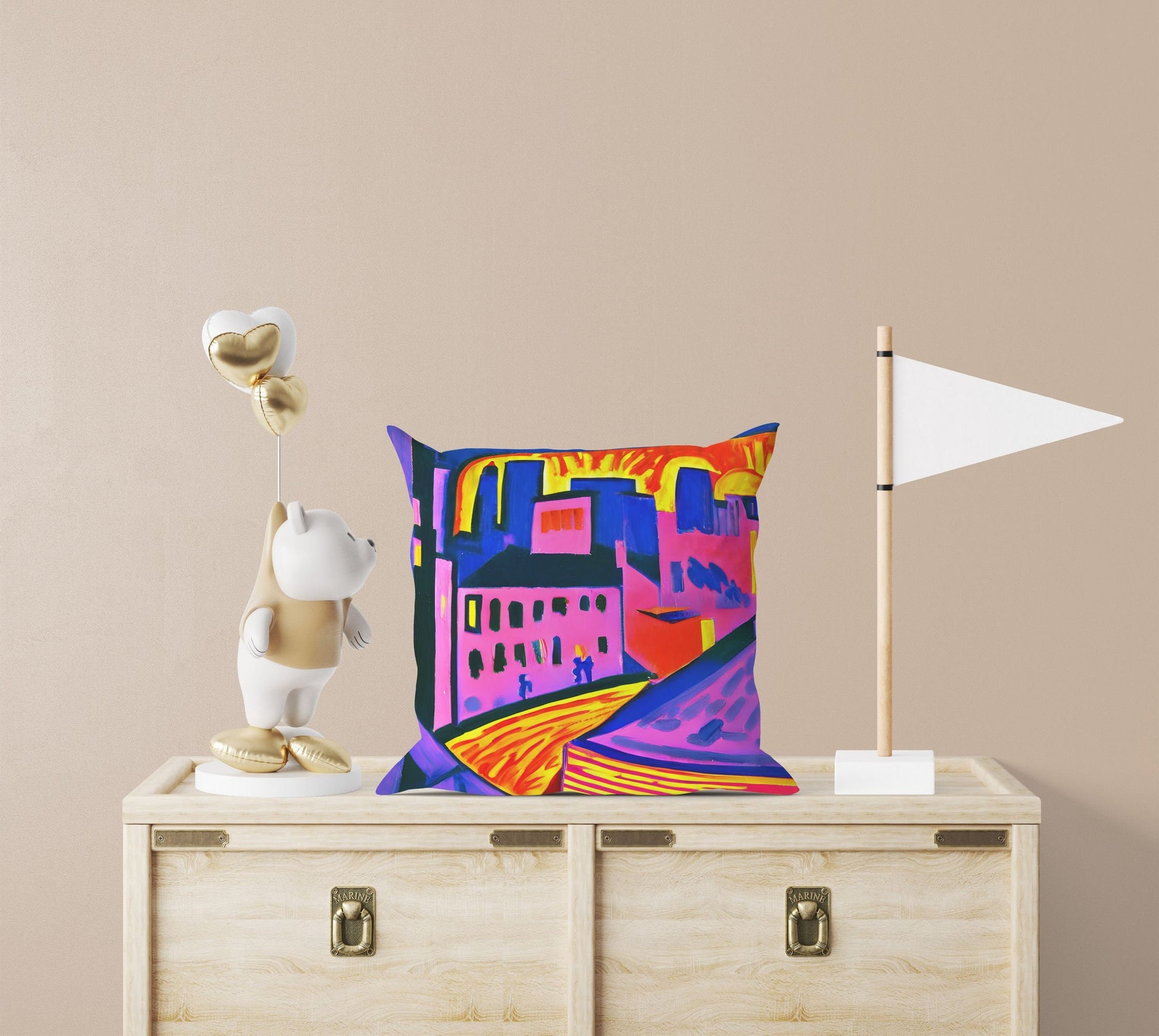 Night View Of Chicago, Tapestry Pillows, Abstract Throw Pillow, Art Pillow, Contemporary Pillow, Housewarming Gift, Nursery Decor