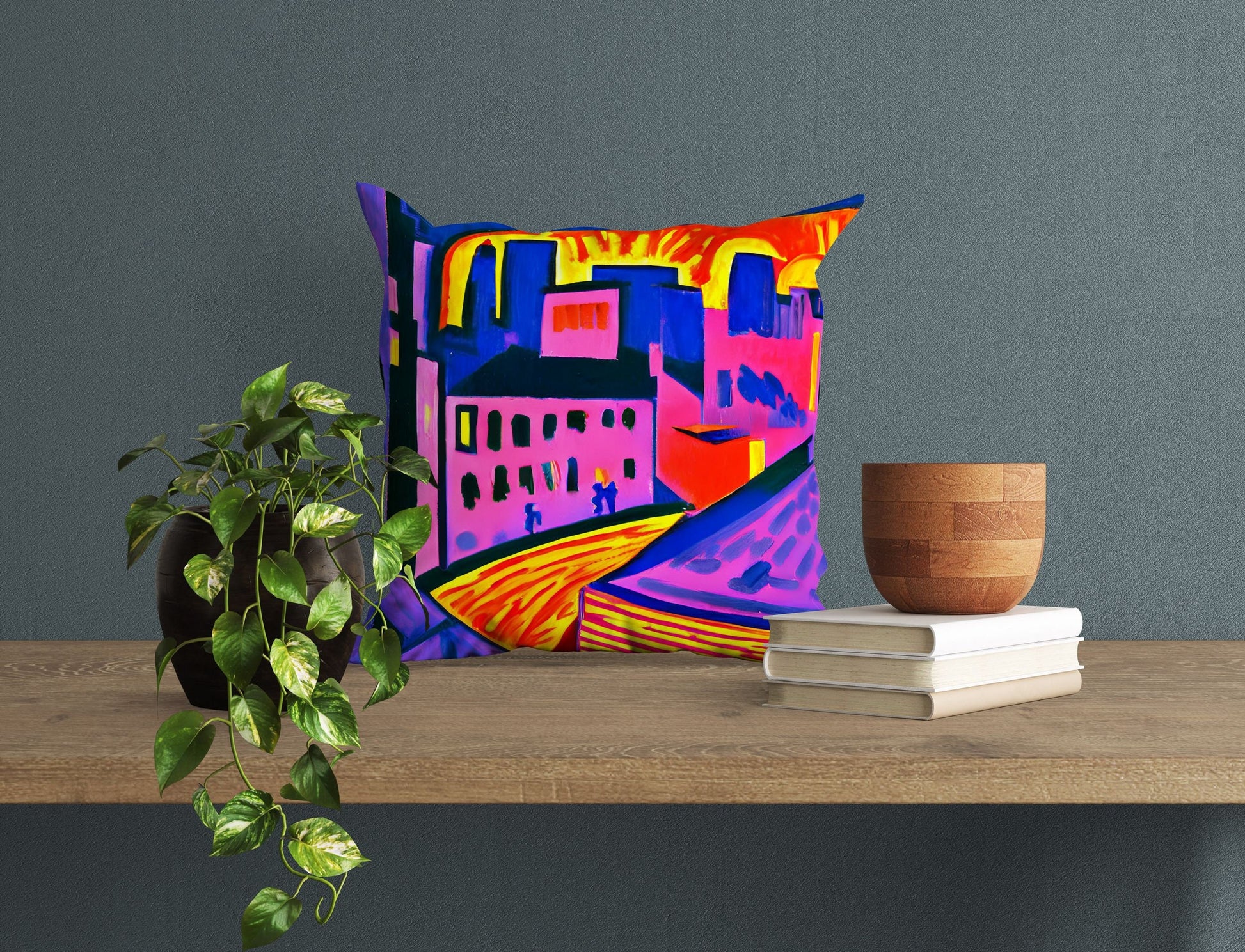 Night View Of Chicago, Tapestry Pillows, Abstract Throw Pillow, Art Pillow, Contemporary Pillow, Housewarming Gift, Nursery Decor