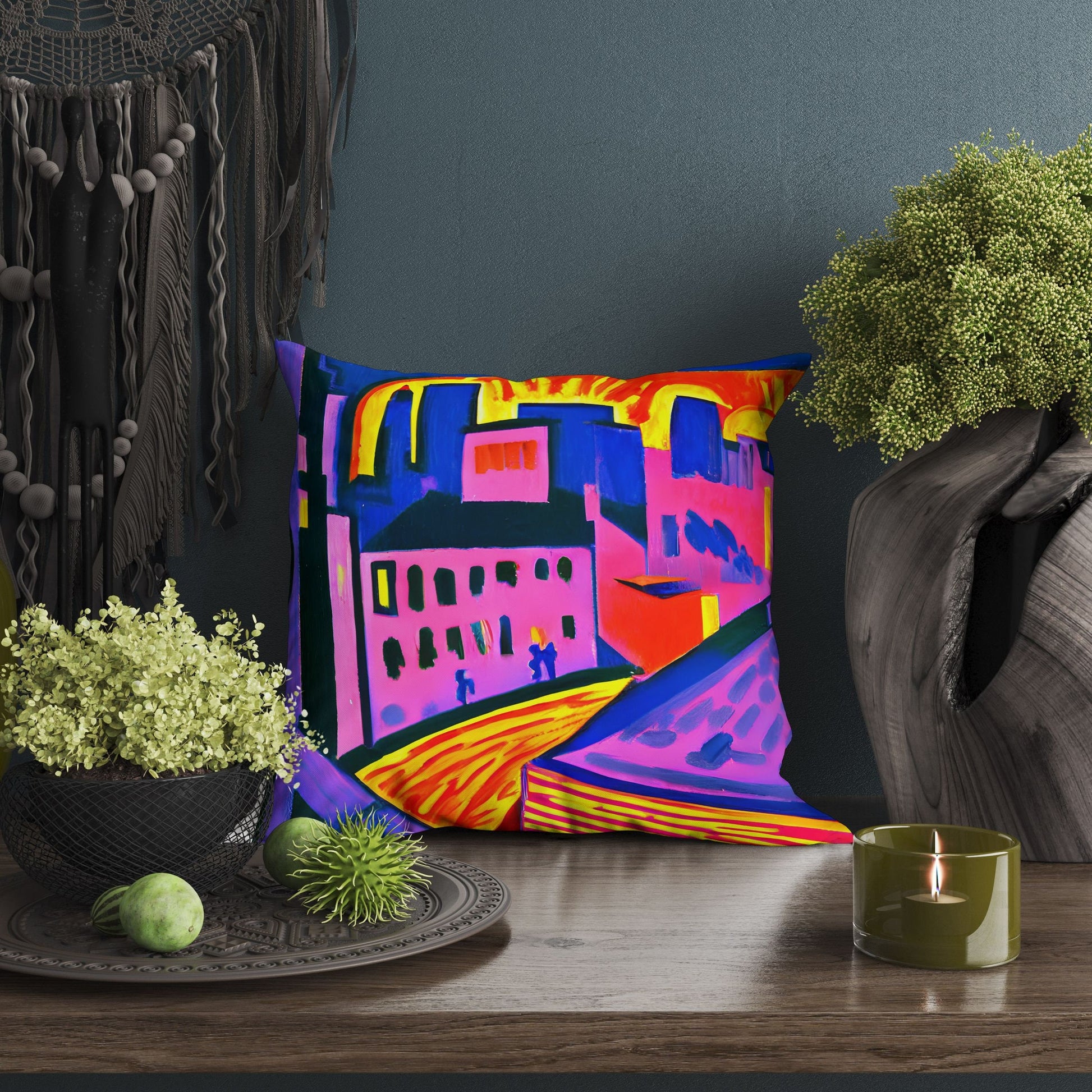 Night View Of Chicago, Tapestry Pillows, Abstract Throw Pillow, Art Pillow, Contemporary Pillow, Housewarming Gift, Nursery Decor