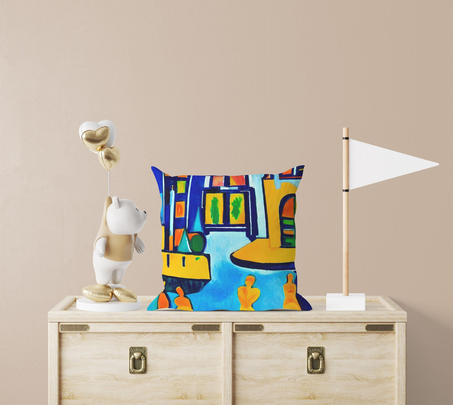 Night View Of Chicago, Throw Pillow, Abstract Throw Pillow Cover, Art Pillow, Colorful Pillow Case, Impressionist Pillow, 18 X 18 Pillow