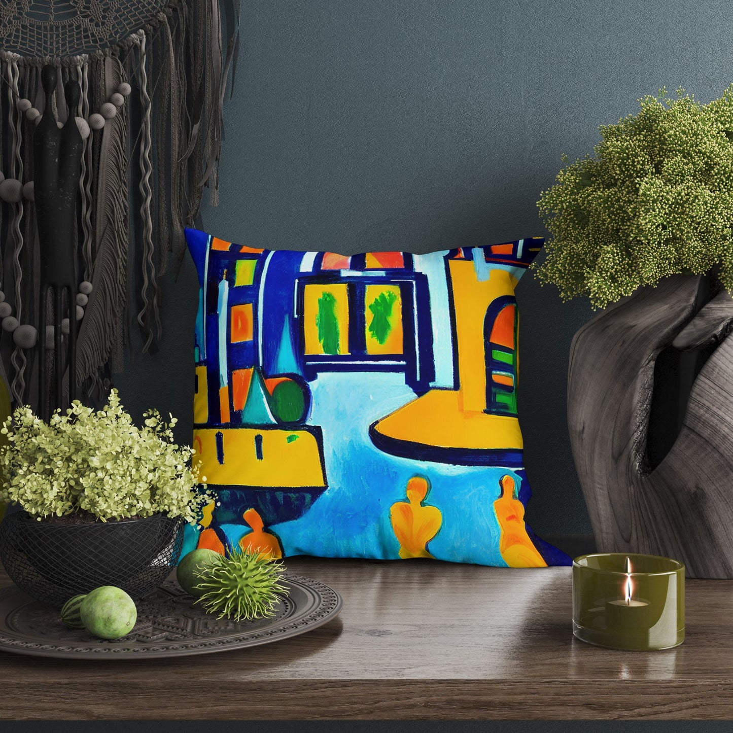 Night View Of Chicago, Throw Pillow, Abstract Throw Pillow Cover, Art Pillow, Colorful Pillow Case, Impressionist Pillow, 18 X 18 Pillow