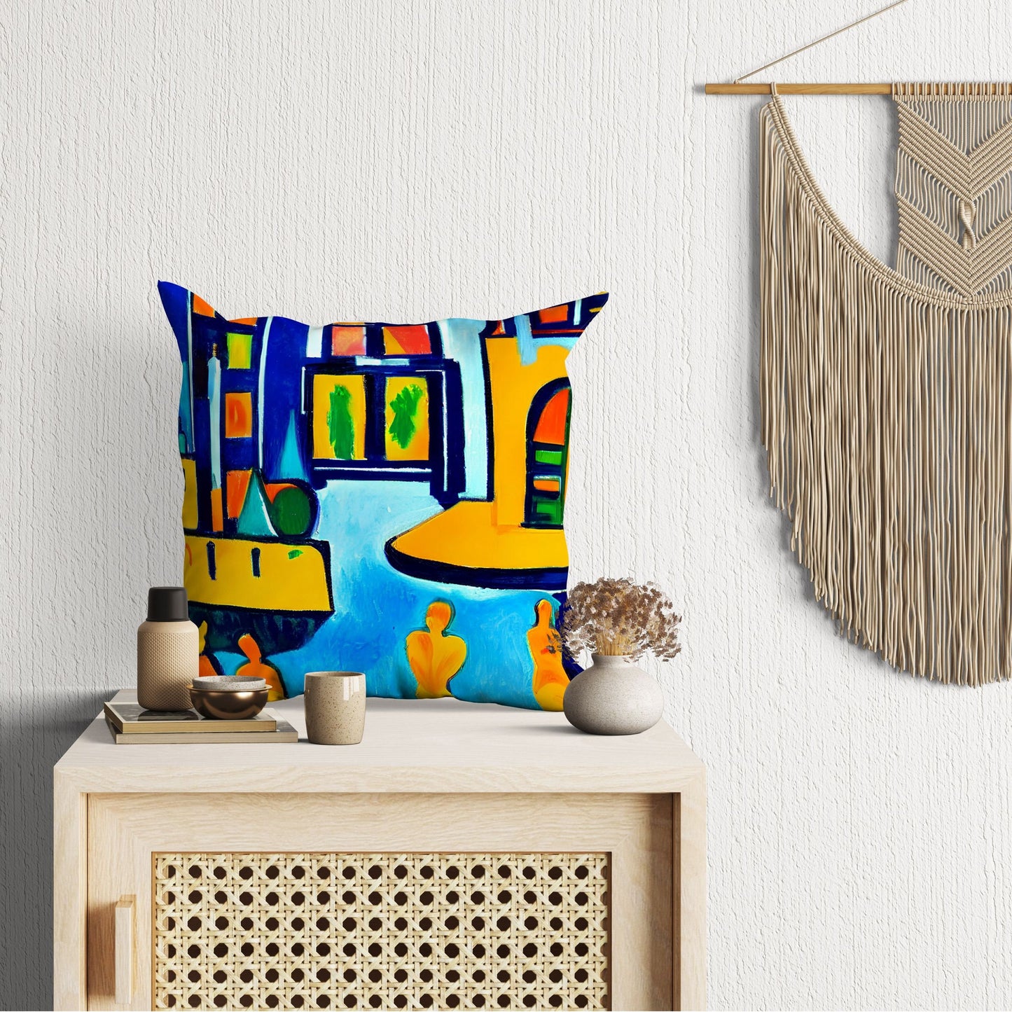 Night View Of Chicago, Throw Pillow, Abstract Throw Pillow Cover, Art Pillow, Colorful Pillow Case, Impressionist Pillow, 18 X 18 Pillow