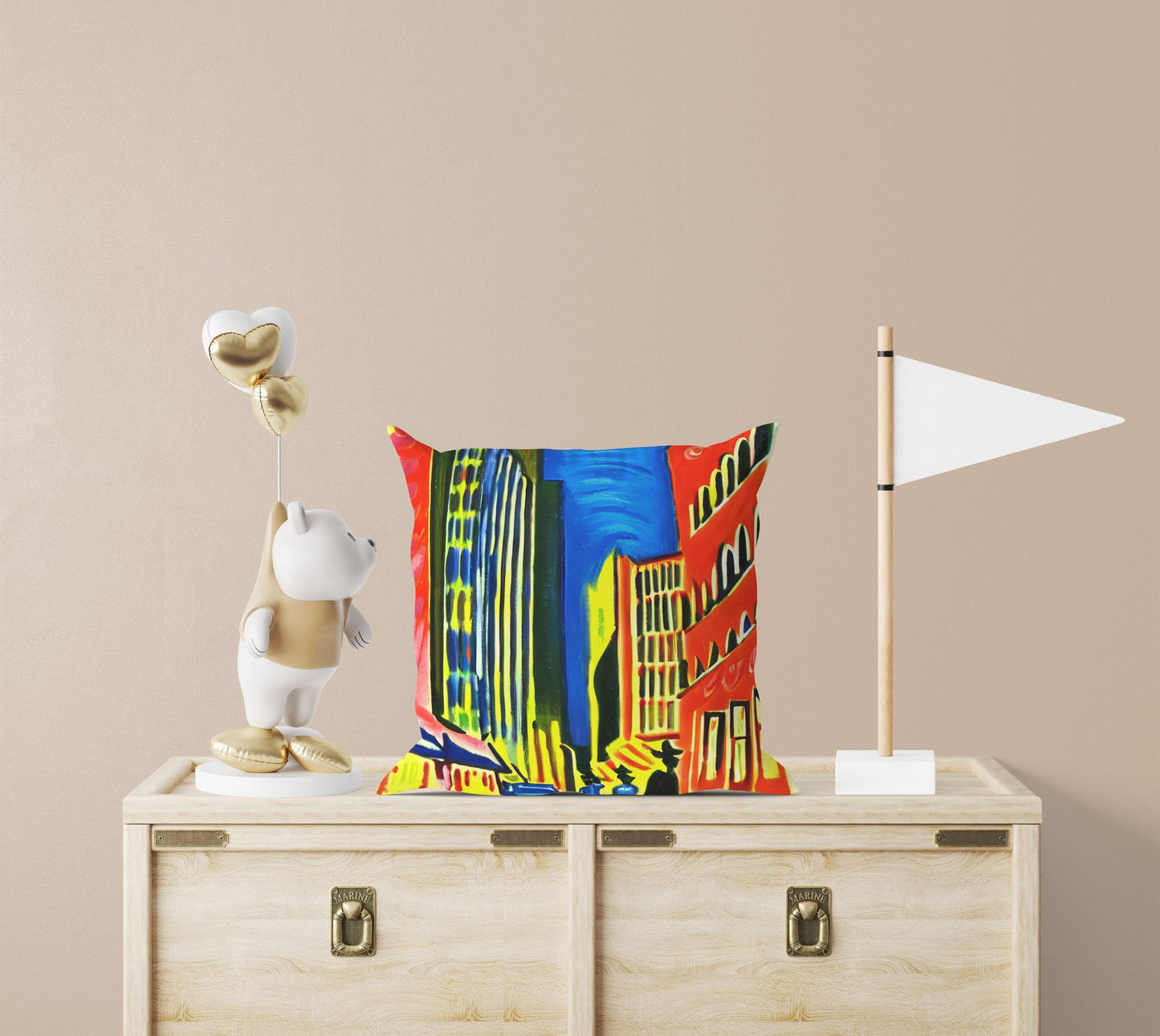 Night View Of Chicago, Toss Pillow, Abstract Pillow, Comfortable, Colorful Pillow Case, Contemporary Pillow, Square Pillow, Home Decor