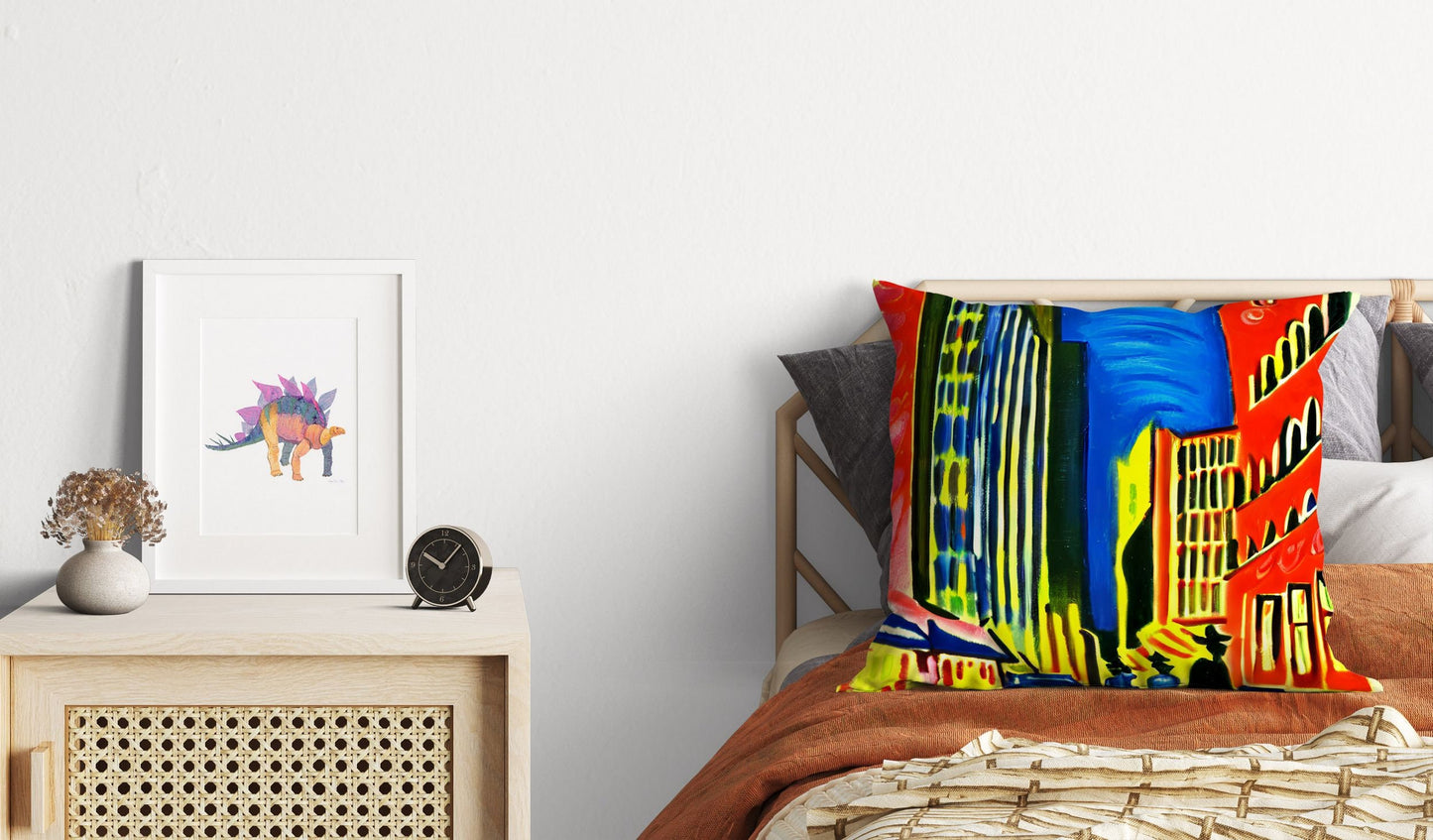 Night View Of Chicago, Toss Pillow, Abstract Pillow, Comfortable, Colorful Pillow Case, Contemporary Pillow, Square Pillow, Home Decor