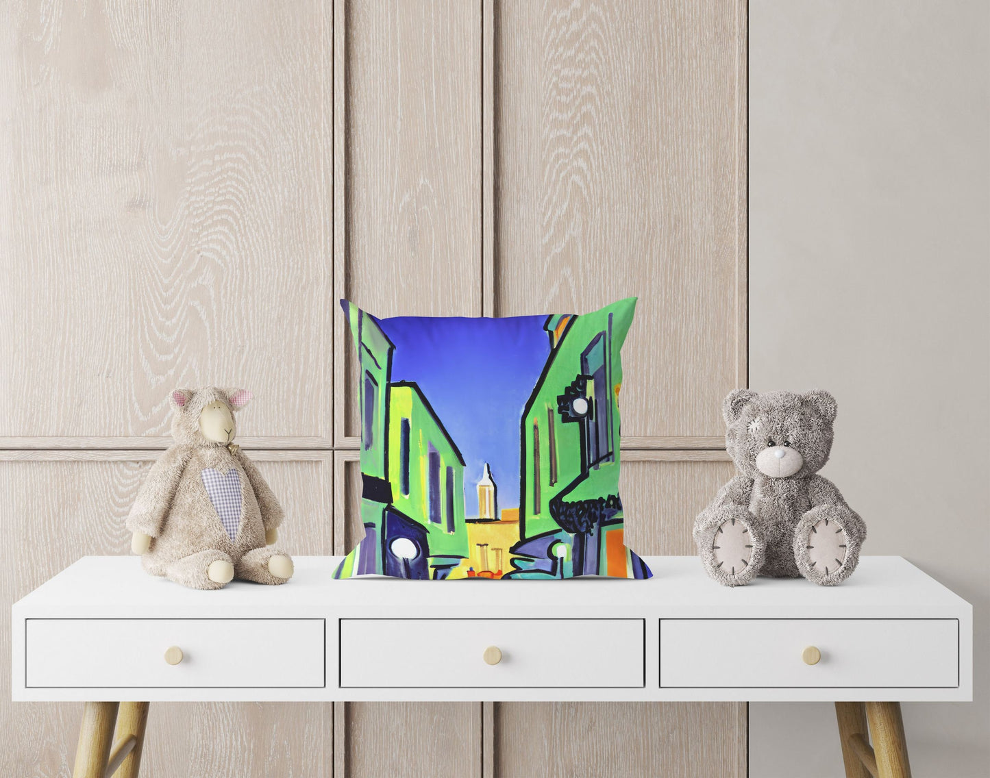 Night View Of Los Angeles, Tapestry Pillows, Abstract Art Pillow, Artist Pillow, Colorful Pillow Case, Impressionist Pillow, Large Pillow