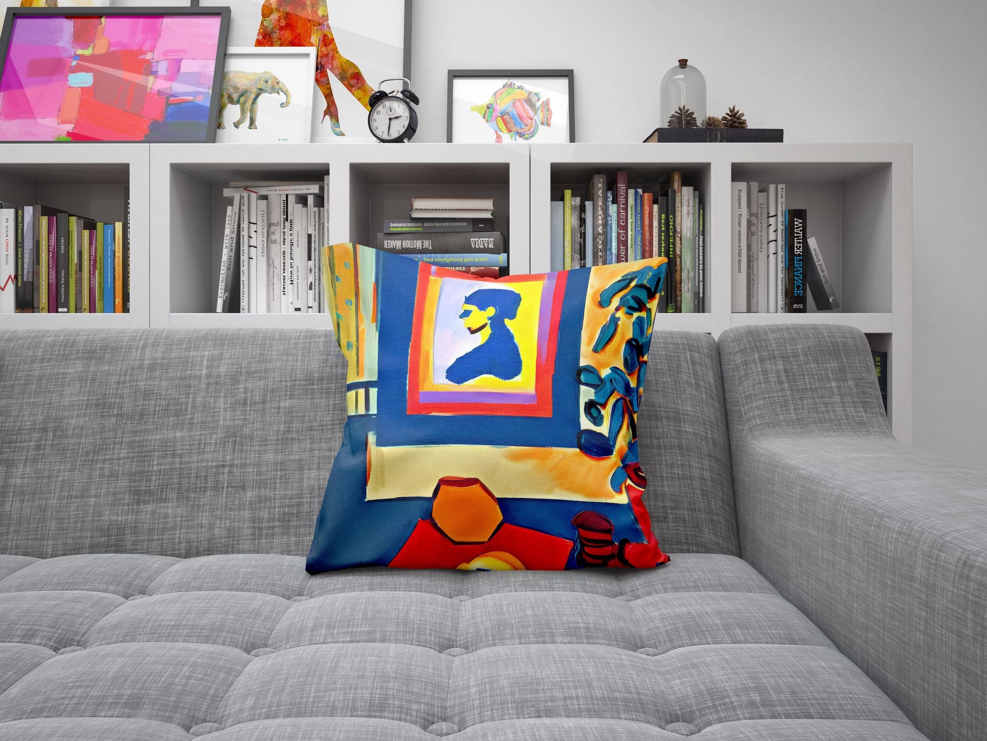 Livingroom Interior View, Throw Pillow, Abstract Throw Pillow Cover, Art Pillow, Colorful Pillow Case, Christmas Pillow, Abstract Decor