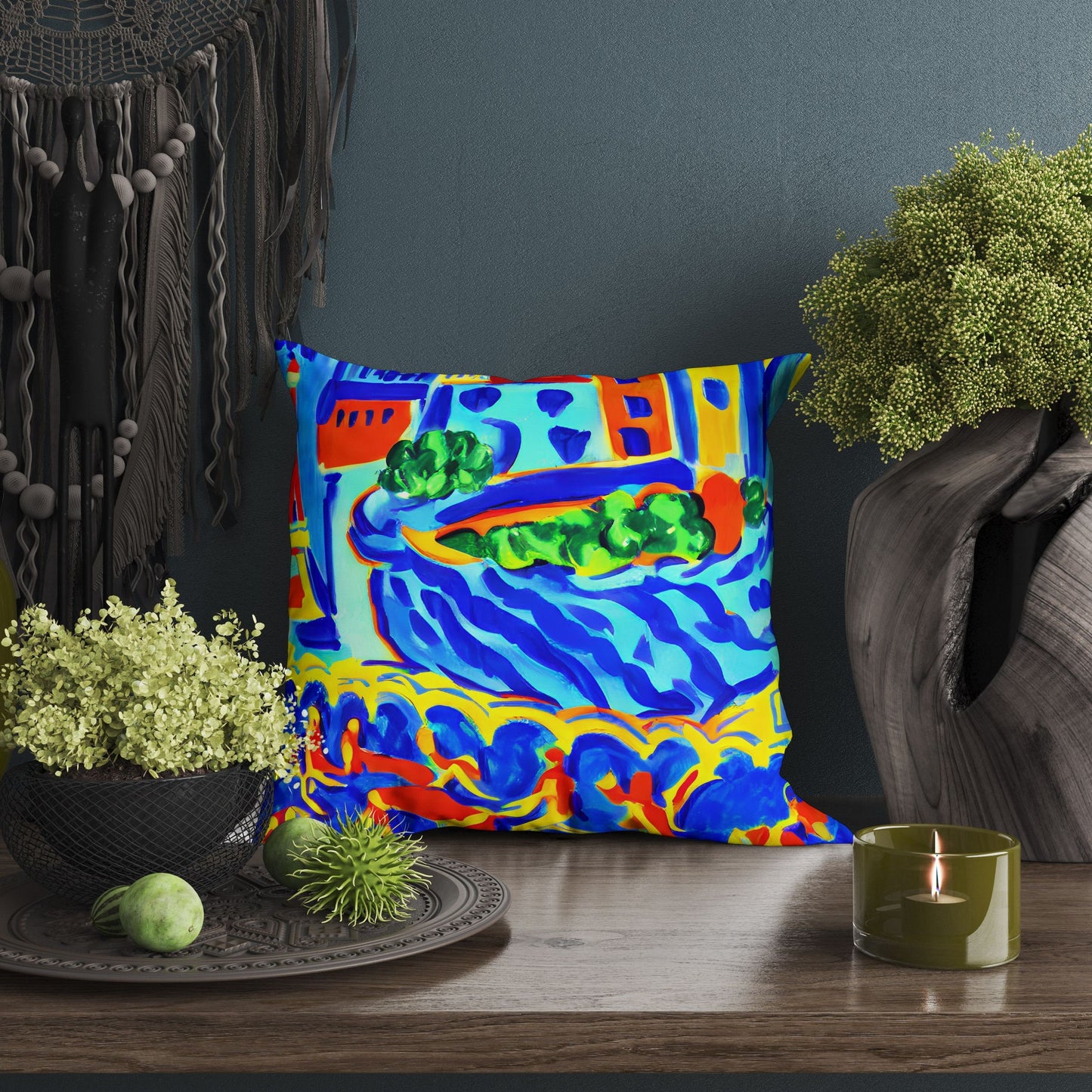 A Parisian Courtyard, Decorative Pillow, Cat Pillow, Comfortable, Colorful Pillow Case, Modern Pillow, Home Decor Pillow, Nursery Decor