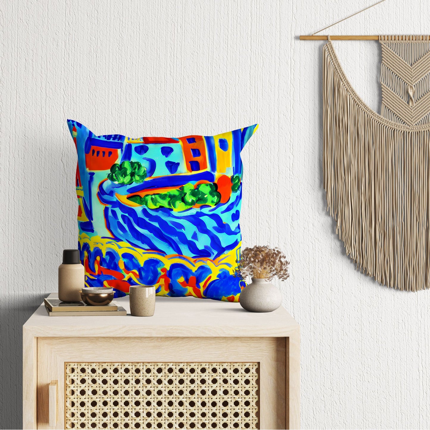 A Parisian Courtyard, Decorative Pillow, Cat Pillow, Comfortable, Colorful Pillow Case, Modern Pillow, Home Decor Pillow, Nursery Decor