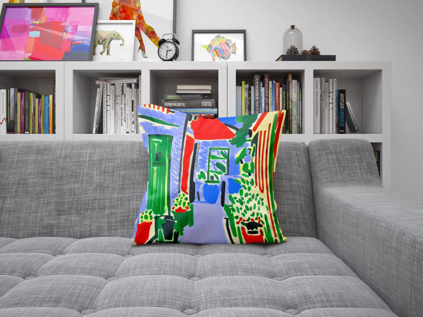 A Parisian Courtyard, Throw Pillow Cover, Abstract Throw Pillow, Comfortable, Colorful Pillow Case, Impressionist Pillow, Large Pillow Cases
