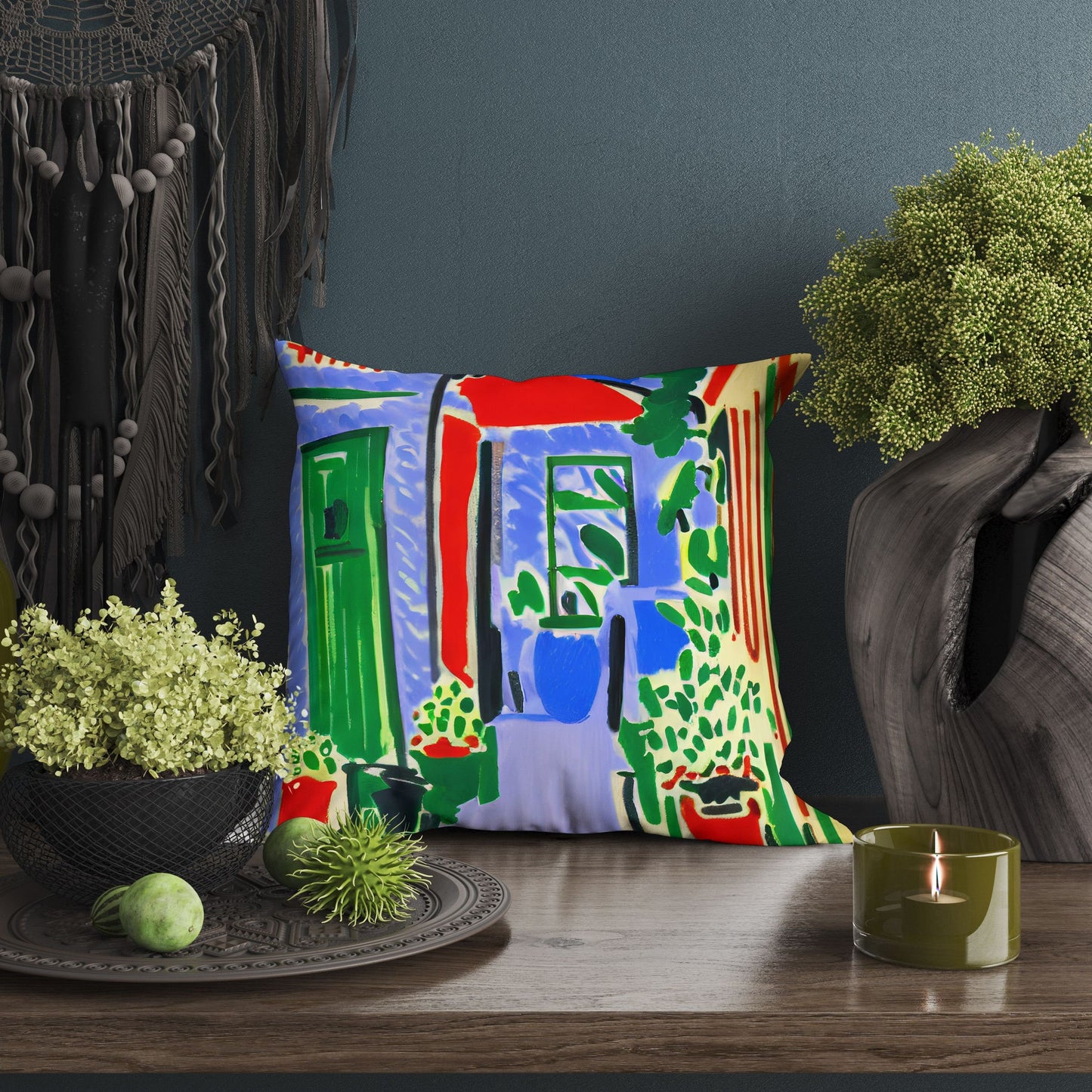 A Parisian Courtyard, Throw Pillow Cover, Abstract Throw Pillow, Comfortable, Colorful Pillow Case, Impressionist Pillow, Large Pillow Cases