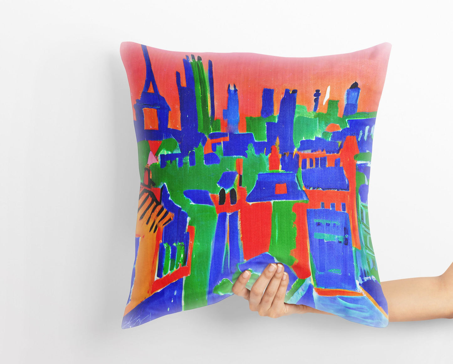 Paris City View, Tapestry Pillows, Abstract Pillow Case, Art Pillow, Colorful Pillow Case, Impressionist Pillow, 20X20 Pillow Cover