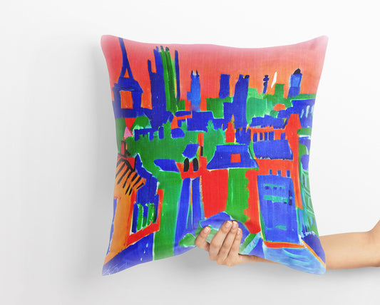 Paris City View, Tapestry Pillows, Abstract Pillow Case, Art Pillow, Colorful Pillow Case, Impressionist Pillow, 20X20 Pillow Cover