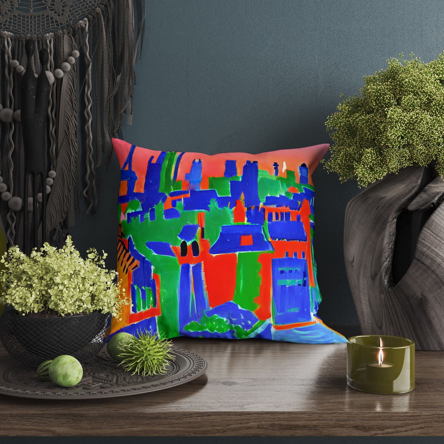 Paris City View, Tapestry Pillows, Abstract Pillow Case, Art Pillow, Colorful Pillow Case, Impressionist Pillow, 20X20 Pillow Cover