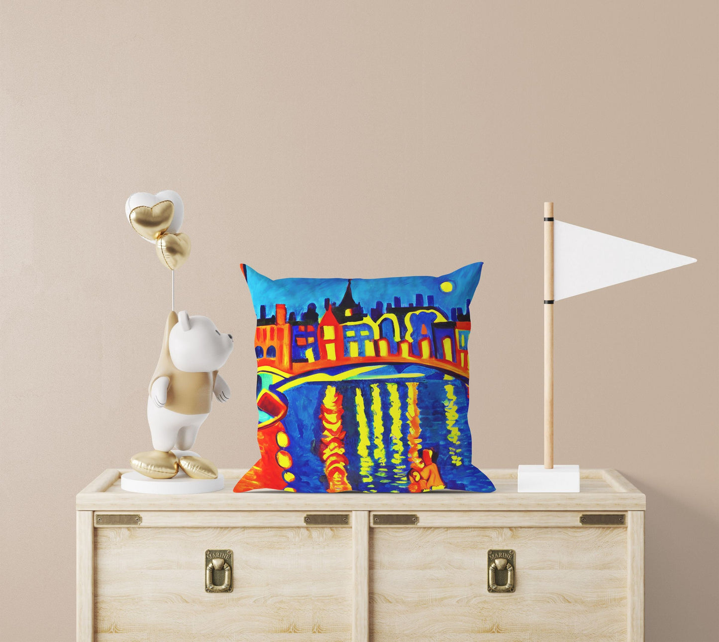 Paris At Night Toss Pillow, Abstract Art Pillow, Art Pillow, Colorful Pillow Case, Impressionist Pillow, Square Pillow, Housewarming Gift