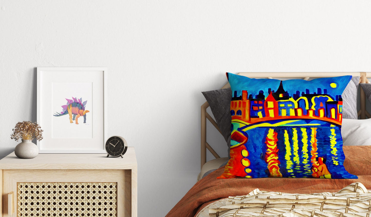 Paris At Night Toss Pillow, Abstract Art Pillow, Art Pillow, Colorful Pillow Case, Impressionist Pillow, Square Pillow, Housewarming Gift