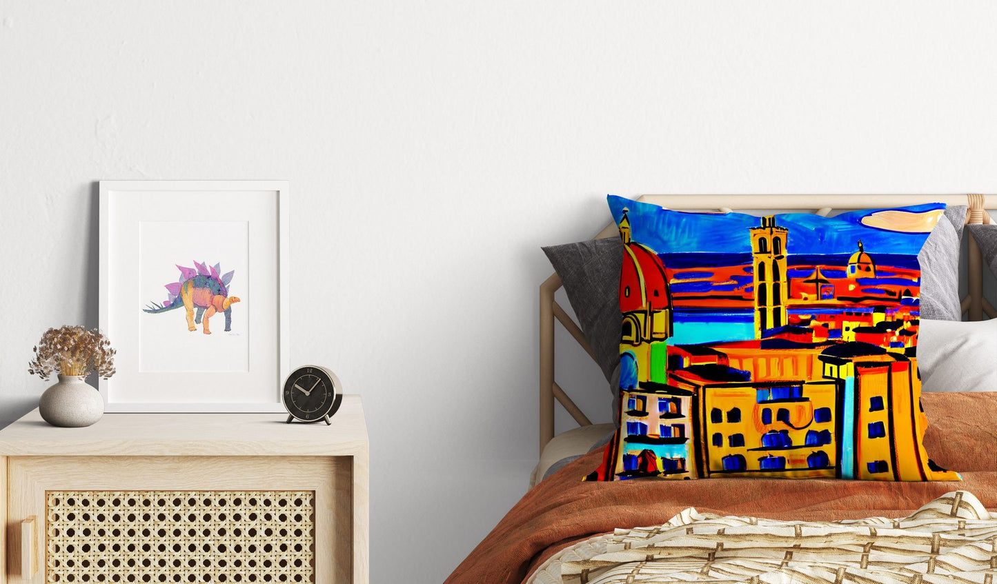 Florence City View, Throw Pillow Cover, Abstract Throw Pillow, Artist Pillow, Colorful Pillow Case, Contemporary Pillow, Nursery Decor