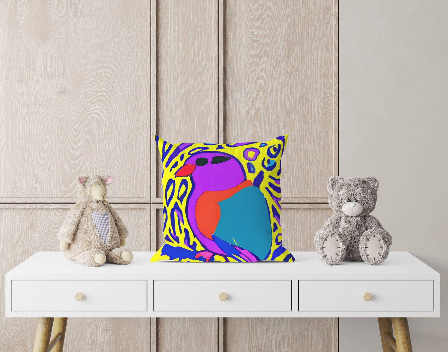 Abstract Bird Toss Pillow, Abstract Art Pillow, Colorful Pillow Case, Modern Pillow, Large Pillow Cases, Nursery Pillows, Abstract Decor
