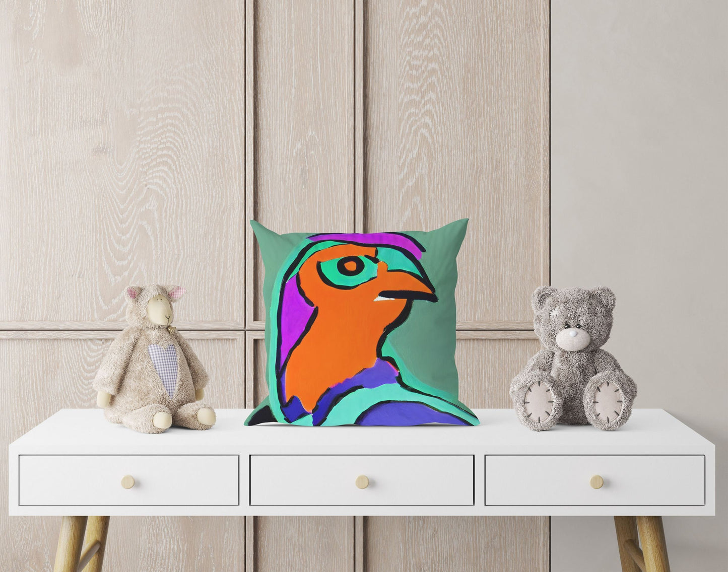 Abstract Bird Throw Pillow, Abstract Pillow, Soft Pillow Cases, Colorful Pillow Case, Modern Pillow, Home Decor Pillow, Pillow Cases Kids