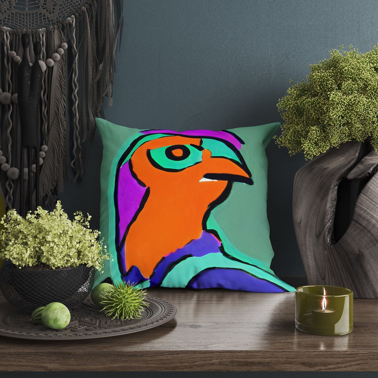 Abstract Bird Throw Pillow, Abstract Pillow, Soft Pillow Cases, Colorful Pillow Case, Modern Pillow, Home Decor Pillow, Pillow Cases Kids