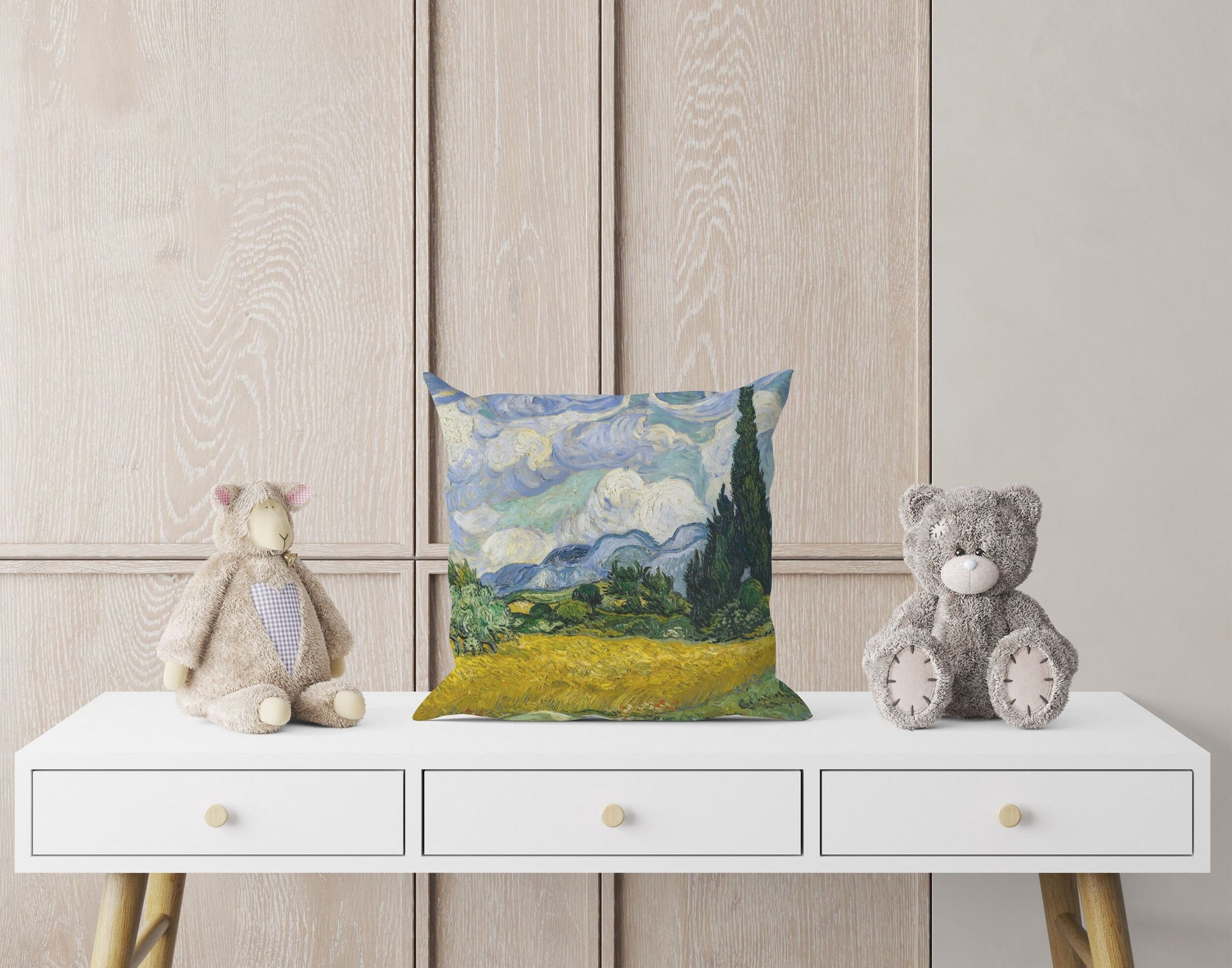 Vincent Van Gogh Wheat Field with Cypresses Pillow Case, Abstract Pillow, Soft Pillow Cases, 18 X 18 Pillow Covers, Housewarming Gift