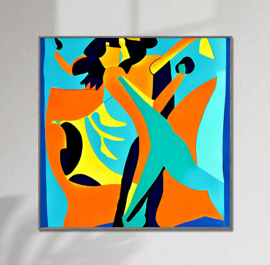 Tango Dancers Abstract Art Canvas Print, Posters, Abstract Print, Vivid Color, Modern Art, Bedroom Decor, Framed Canvas, Original Watercolor