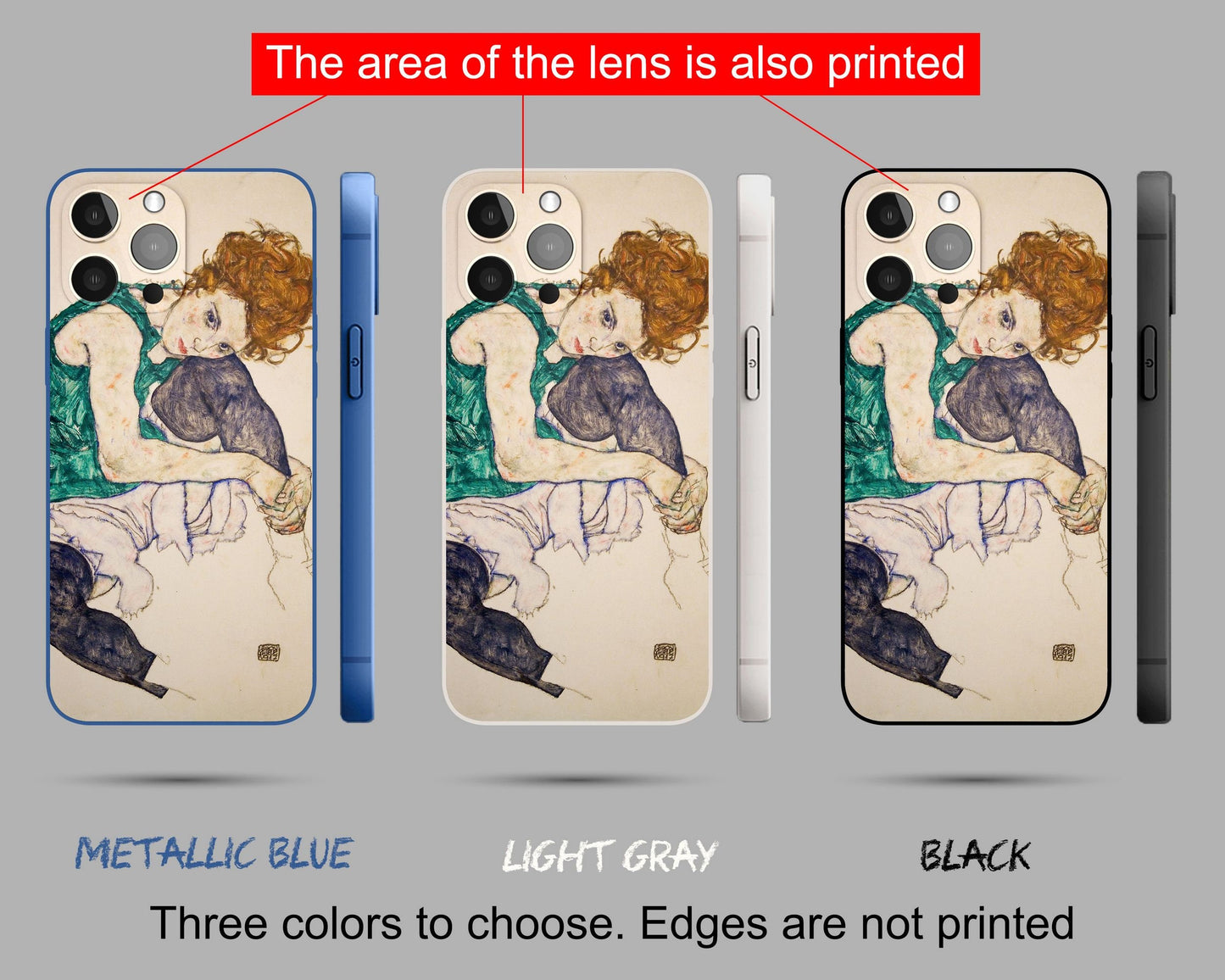 Iphone 14 Case Of Egon Schiele Famous Painting, Iphone 13 Pro Max, Colorful, Aesthetic Phone Case, Iphone Protective Case, Iphone Case Matte