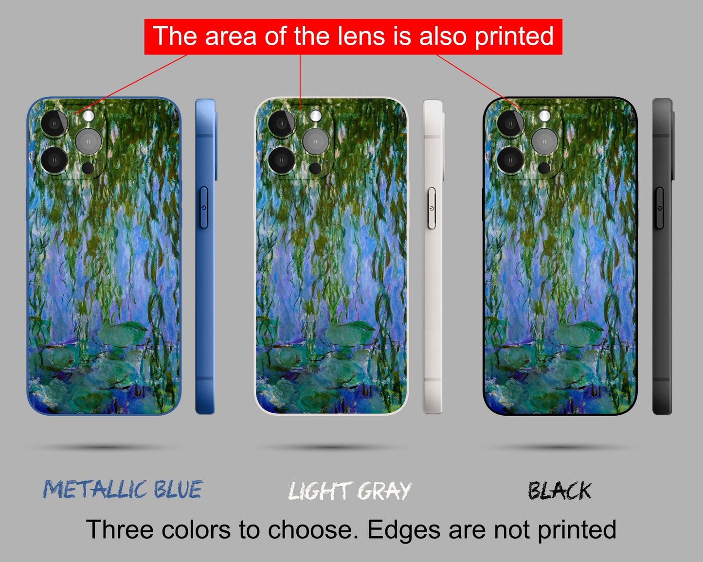 Claude Monet Famous Art Water Lilies And Willow Tree Branches Iphone Case, Iphone 11 Case, Designer Iphone Case, Iphone Case Protective
