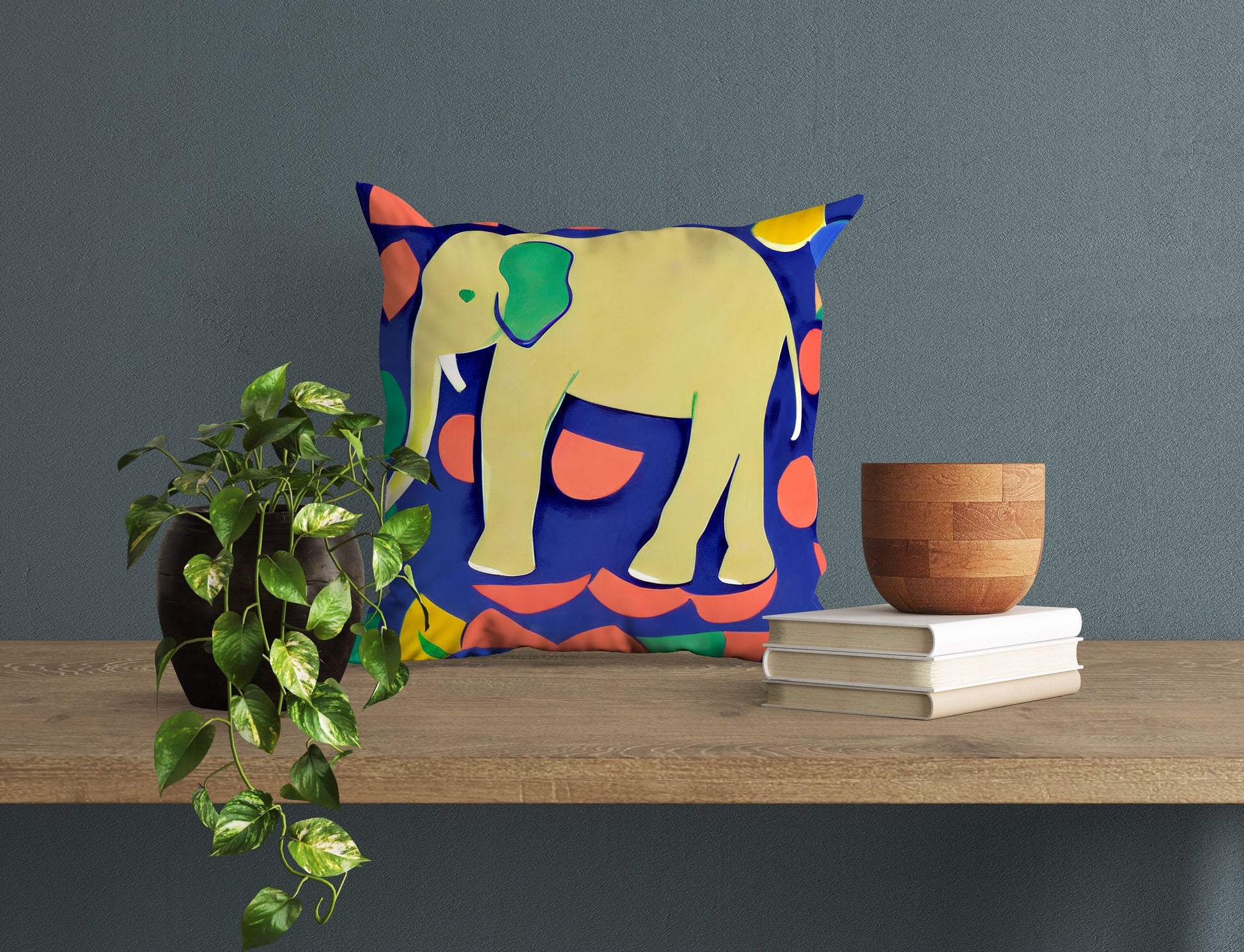 Modern Art African Wildlife Elephant, Toss Pillow, Abstract Pillow Case, Artist Pillow, Colorful Pillow Case, Watercolor Pillow Cases