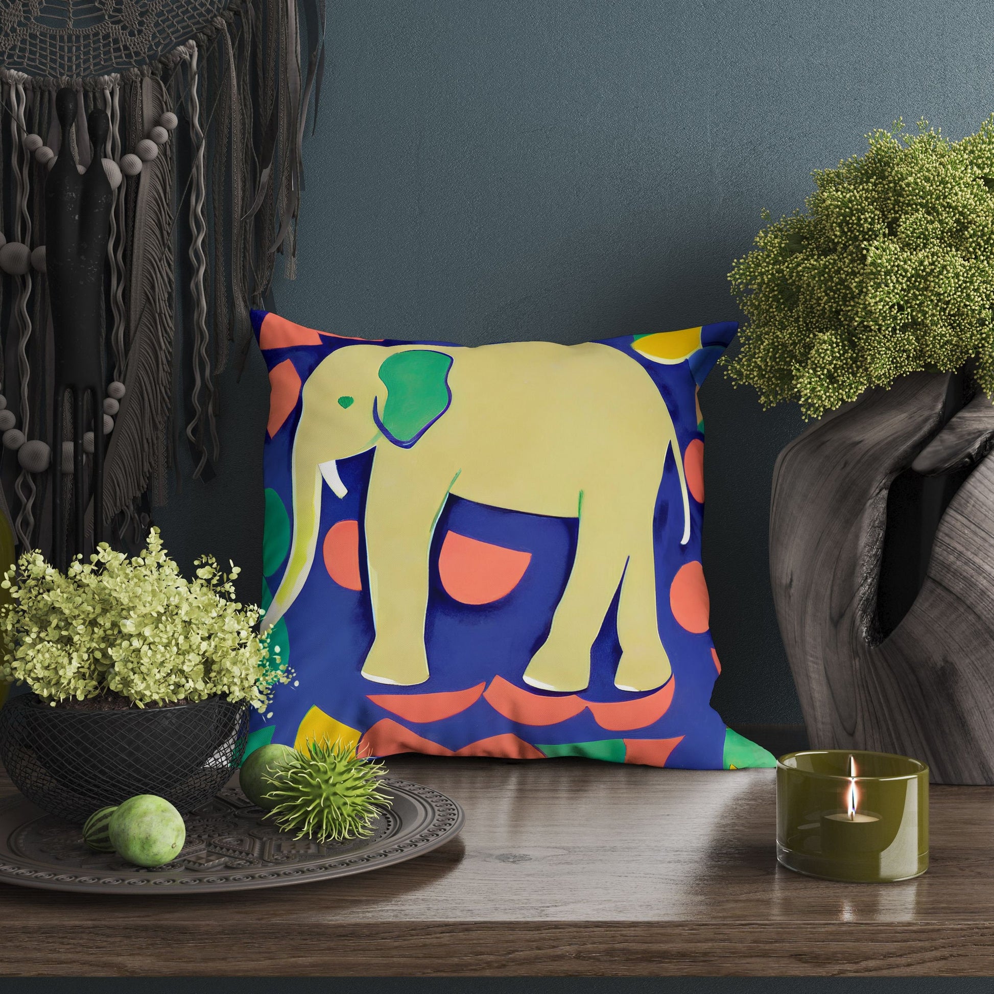 Modern Art African Wildlife Elephant, Toss Pillow, Abstract Pillow Case, Artist Pillow, Colorful Pillow Case, Watercolor Pillow Cases