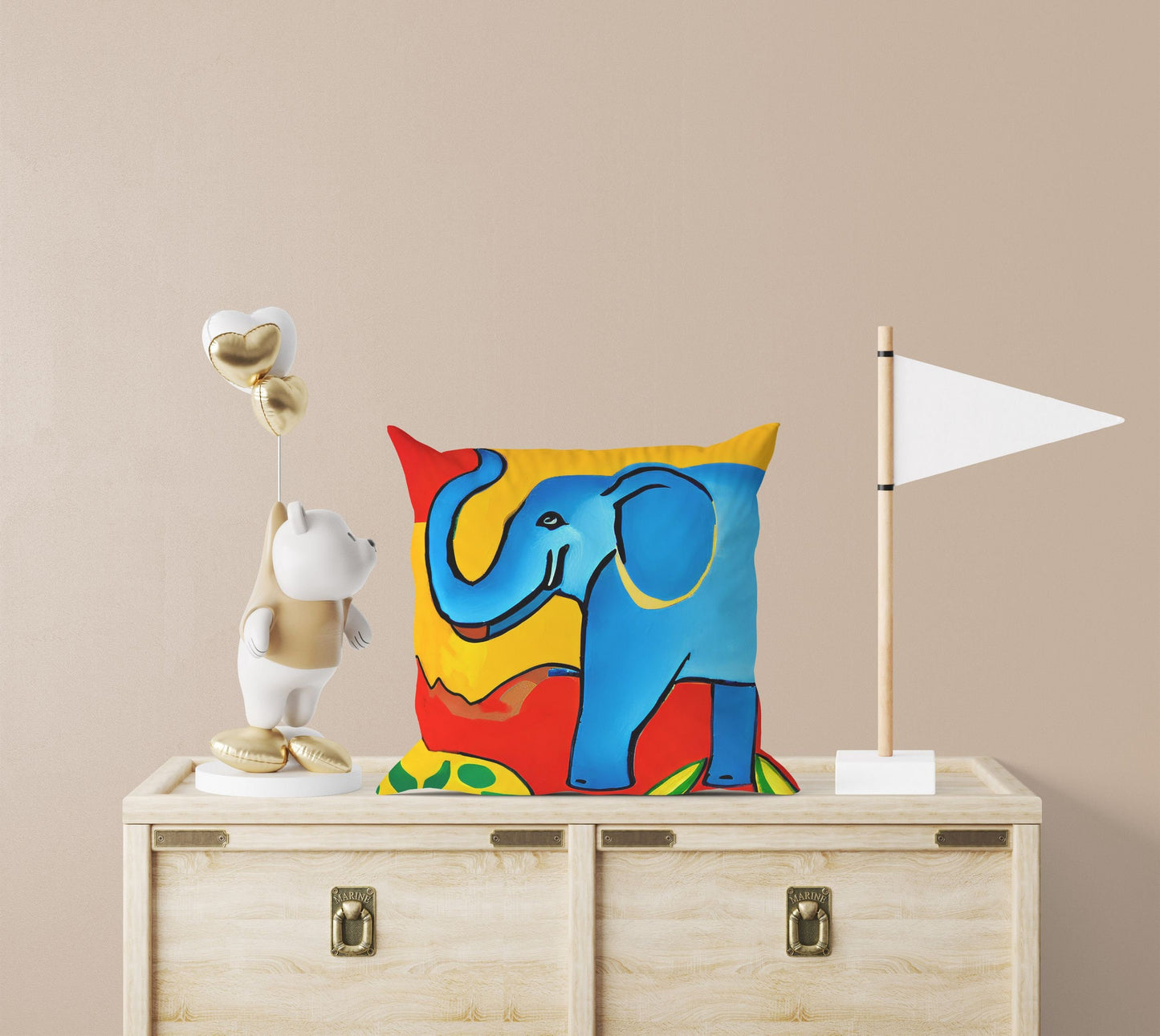 Modern Art African Wildlife Elephant, Throw Pillow Cover, Abstract Art Pillow, Comfortable, Colorful Pillow Case, Fashion