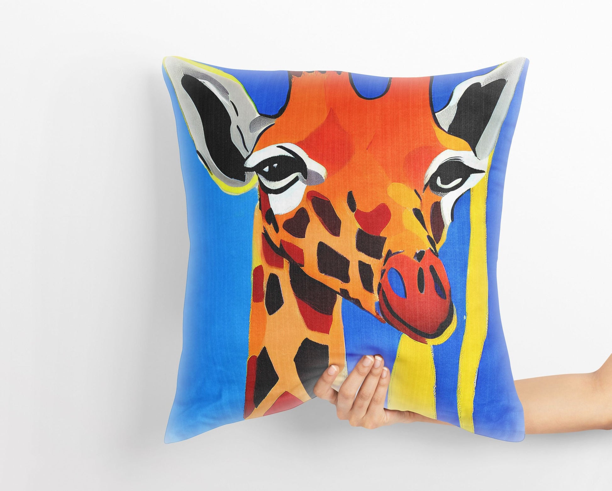 Modern Art African Wildlife Giraffe Decorative Pillow, Bee Pillow Cover, Designer Pillow, Colorful Pillow Case, Watercolor Pillow Cases