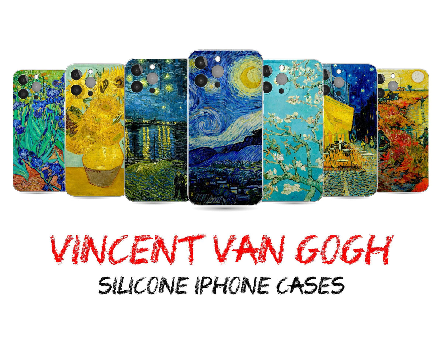 Vincent Van Gogh Iphone 14 Case, Iphone 11, Iphone Xr Case, Iphone 8 Plus Case Art, Designer Iphone Case, Gift For Her, Iphone Case Silicone