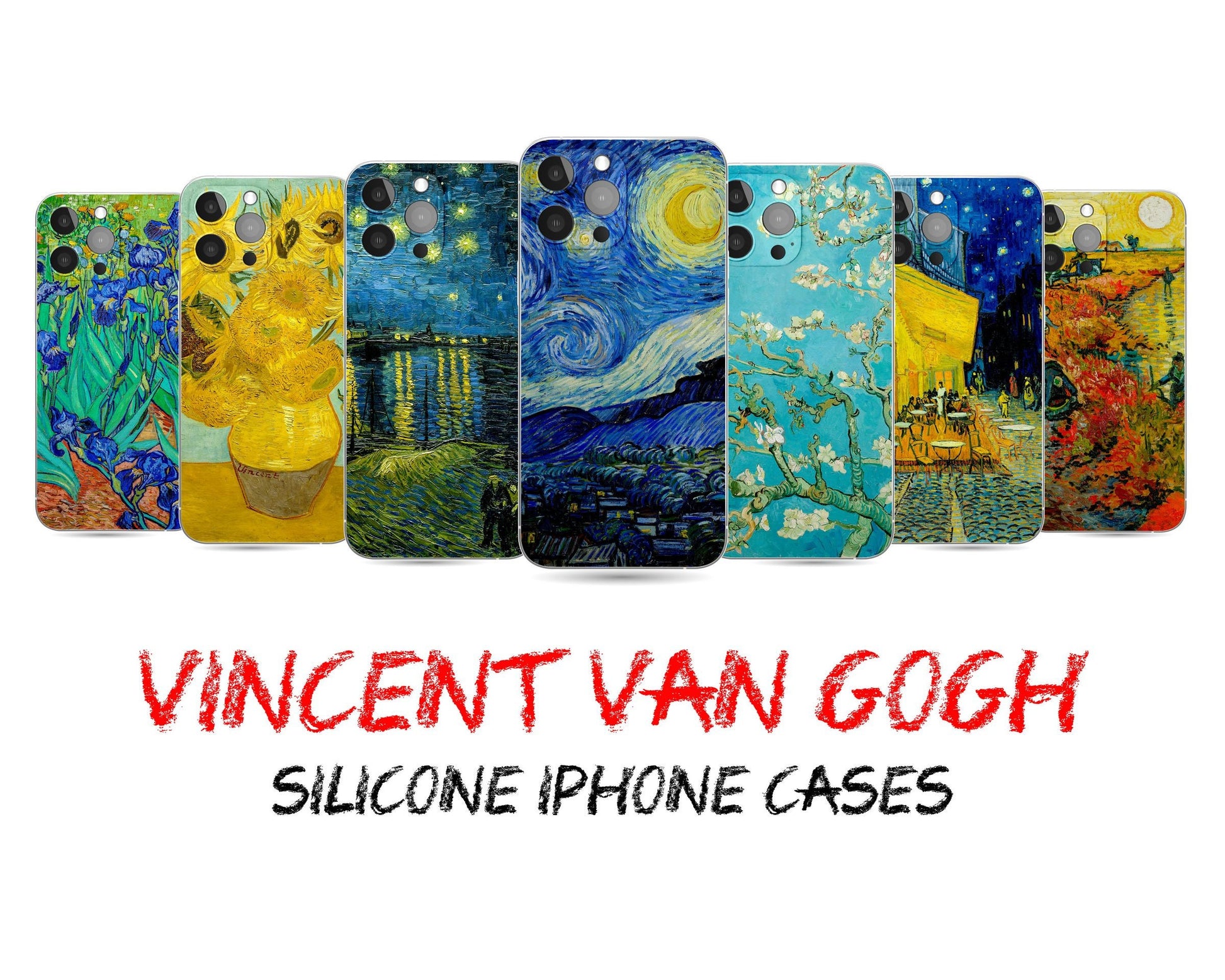 Vincent Van Gogh Iphone 14 Case, Iphone 11, Iphone Xr Case, Iphone 8 Plus Case Art, Designer Iphone Case, Gift For Her, Iphone Case Silicone