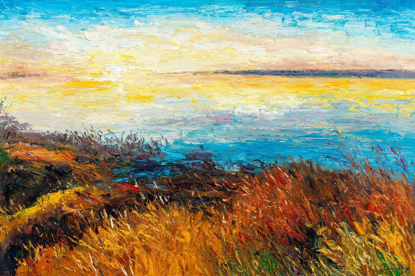 Landscape Painting Sunrise By The River , Canvas Painting, Wall Art Painting, Landscape Painting, Large Painting, Handmade, Contemporary